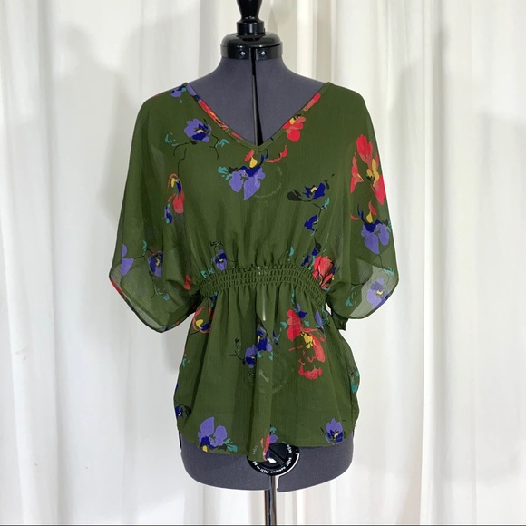 Mossimo Supply Co. Tops - 3/$15, 4/$20 Sheer Green Floral Blouse